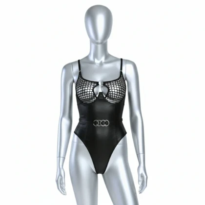 بادی فانتزی لاتکس زیپ‌دار مشکی پرن 1045