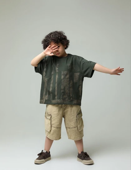 تیشرت شلوارک جین پسرانه طرح تخت جمشید