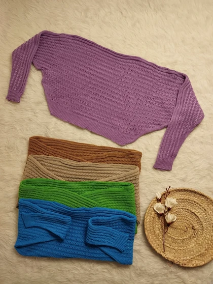 کراپ بافت فندقی زنانه کد 403070