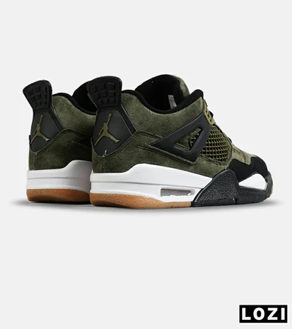 کفش کتانی ساق‌دار مردانه و زنانه سبز مشکی NIKE jordan 4 مدل 7679