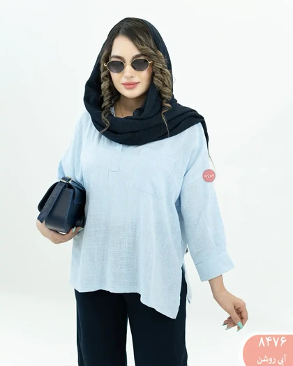 شومیز جلوبسته تک جیب جانان 8476