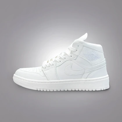 کفش کتانی زنانه نایک ایر جردن 1 ساق‌دار سفید (Nike Air Jordan 1 White) کد 2341