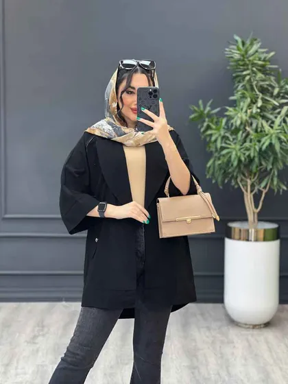 مانتو جلو زیپ آستین پاگن