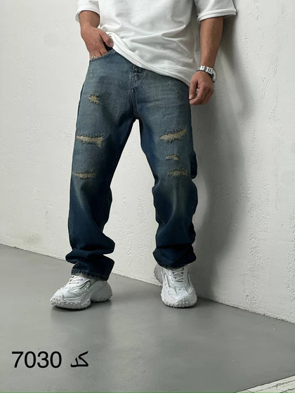 شلوار مردانه جین نیم بگ ترک