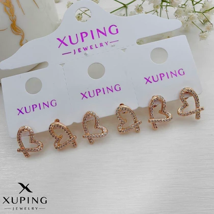 گوشواره طلایی طرح قلب نگینی | مدل فانتزی دخترانه