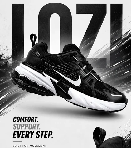 کفش کتانی مردانه و زنانه مشکی سفید Nike Cushlon V2K مدل 8611