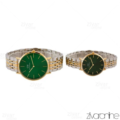 ست ساعت دنیل ولینگتون صفحه سبز طلایی نقره ای 105287