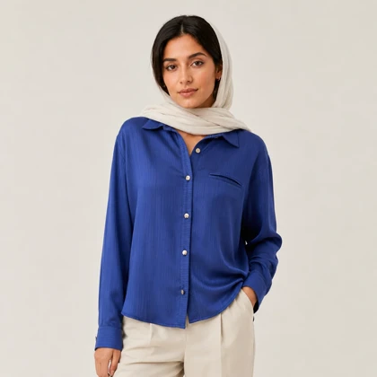 شومیز ساتن جیب نما