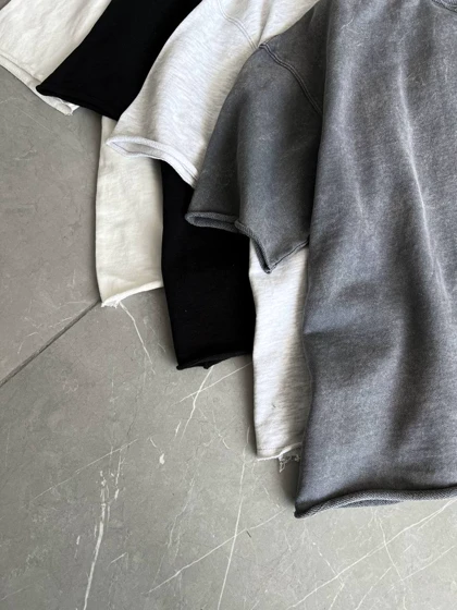 تیشرت سنگشور طوسی ملانژ ZARA