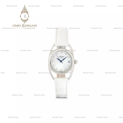 ساعت مچی لونژین بند چرمی سفید قاب دورنگین Longines