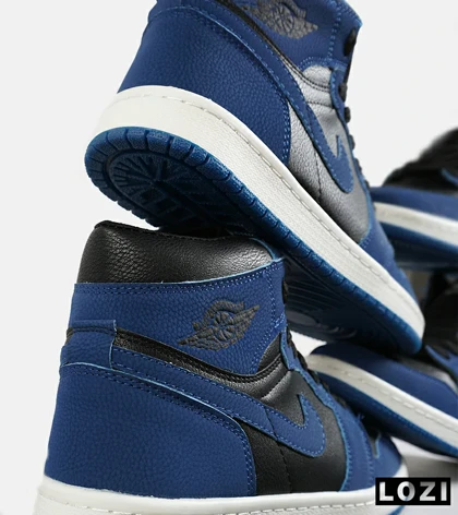 کفش کتانی مردانه و زنانه ساق‌دار مشکی آبی NIKE jordan 1