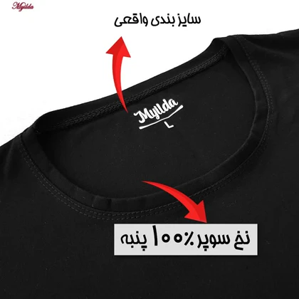 تیشرت آستین کوتاه مردانه مدل نخ پنبه آستین پاکتی رنگ مشکی ماییلدا کد 5294