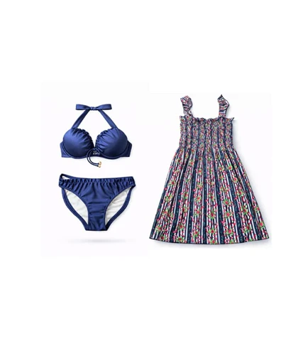 مایو سه تکه کاپ‌دار فنردار beach queen کد 1020