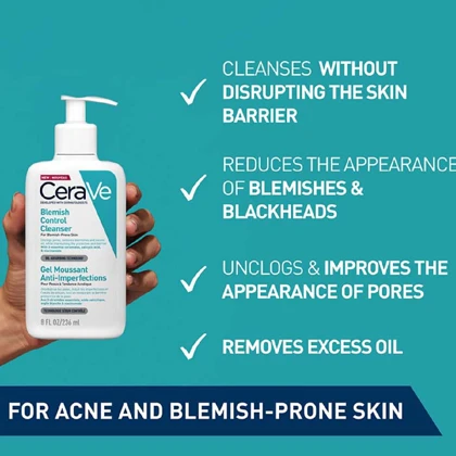 ژل شستشوی صورت CeraVe Blemish Control Cleanser مخصوص پوست چرب 236 میل