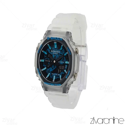 ساعت جی شاک GMA-S2100 زنانه شیشه ای صفحه آبی مشکی 106413