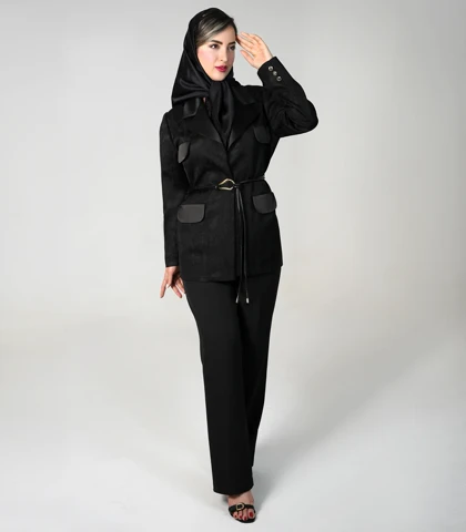 کت ژاکارد کمربندی کد 7