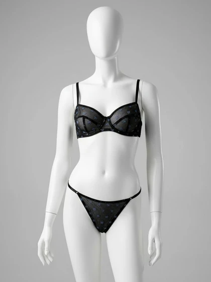 ست شورت و سوتین فنر دار تور طرح پاپیون