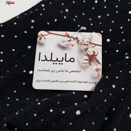 بادی فانتزی زنانه مدل نگین‌دار کد 4860-7197 رنگ مشکی