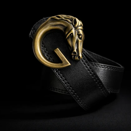 کمربند برنجی اعلا سگک خفن سر اسب تسمه طرح چرم