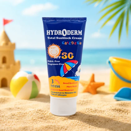 کرم ضد آفتاب کودکان هیدرودرم SPF30 بی رنگ حجم 50 میلی لیتر