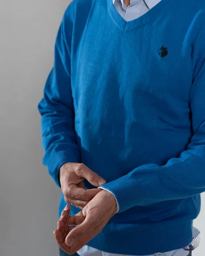 پلیور یقه هفت مردانه U.S.Polo Assn – فیت راحت و کلاسیک آمریکایی کد 17479