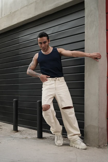 رکابی تنک تاپ ساده کوپ آیسان اسلامی سرمه ای