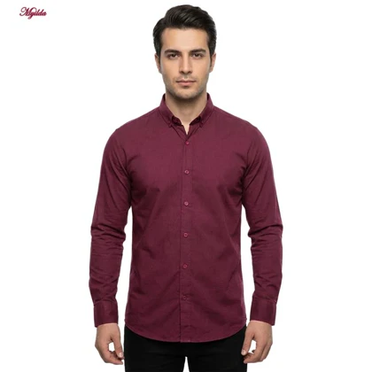 پیراهن آستین بلند یقه برگردان با تنخور معمولی (regular fit) مردانه مدل 5682
