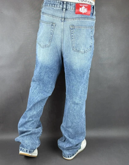 شلوار نیم بگ مردانه آبی ساده 132