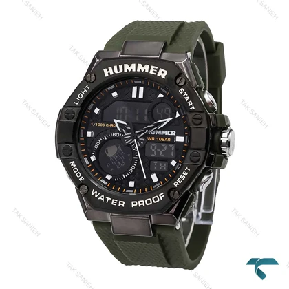 ساعت هامر مردانه 1432 دوزمانه سبز مشکی Hummer-6511-G