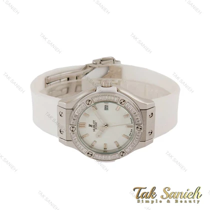 ساعت هابلوت زنانه دور نگین سفید نقره ای Hublot-5133-L