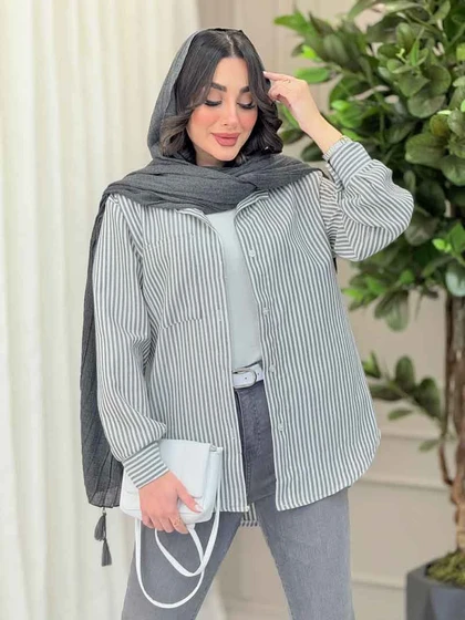 شومیز راه راه تک جیب