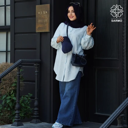 شومیز پاستیلی آبی