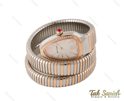 ساعت بولگاری ماری زنانه رزگلد نقره ای سفید نگین‌دار Bvlgari-3979-L