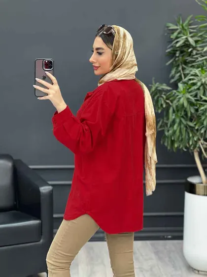 مانتو کتان پایین برش‌دار