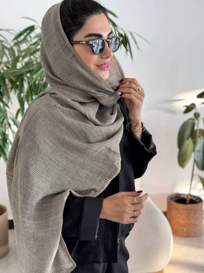 شال پلیسه نوار دار دو رو جدید