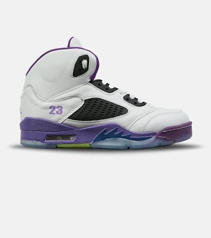 کتانی ساق‌دار مردانه سفید مشکی بنفش Nike air jordan 5 مدل 8572