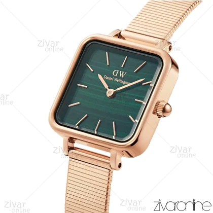 ساعت دنیل ولینگتون زنانه مربعی رزگلد صفحه سبز 104109
