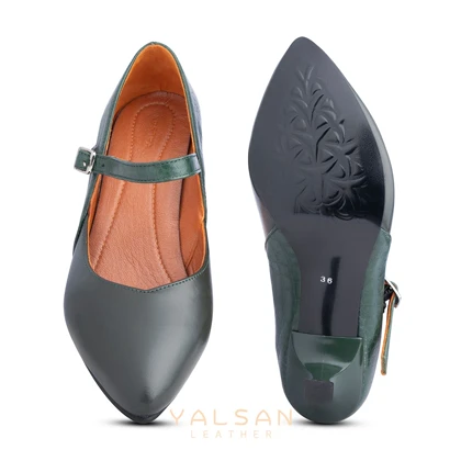 کفش پاشنه‌دار زنانه چرم یلسان مدل اولویا کد 603-PRM