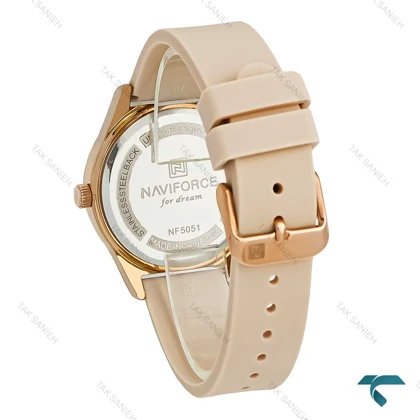 ساعت زنانه طرح گل نیوی فورس NF5051 کرم رنگ NaviForce-7716-L