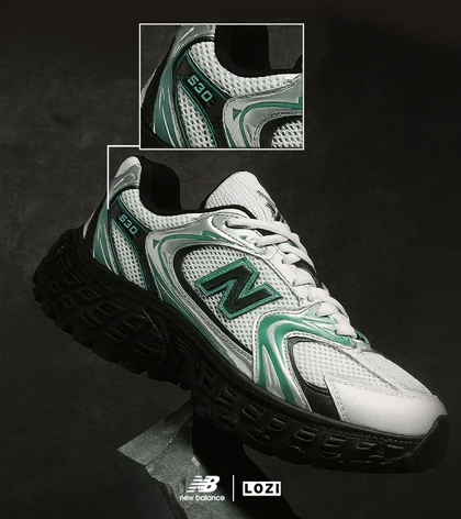 کفش کتانی مردانه و زنانه سفید سبز مشکی NEW BALANCE 530 V02