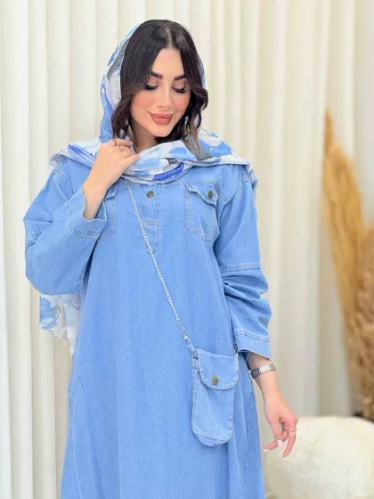 پیراهن جین کیف دار