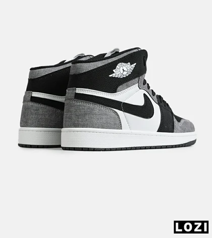 کفش کتانی ساق‌دار مردانه و زنانه مشکی طوسی سفید نایک NIKE jordan 1 مدل 7784