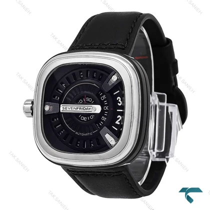 ساعت سون فرایدی مردانه نقره ای مشکی بند چرم Seven-7160-G