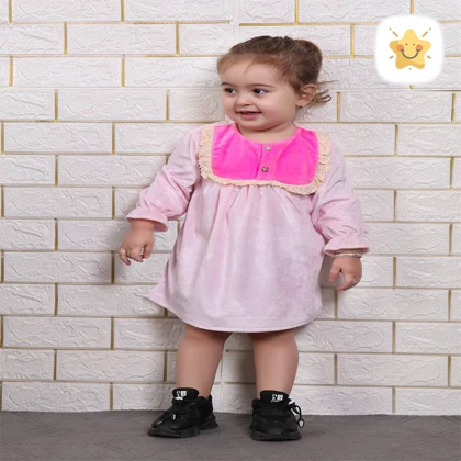 پیراهن مخمل دخترانه نوزادی تا 1 سال