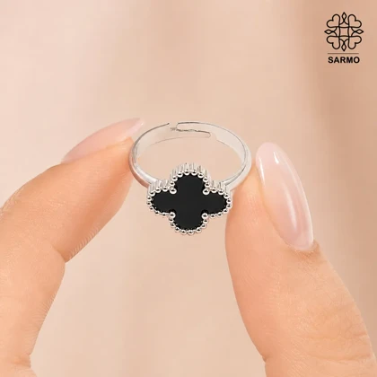 انگشتر استیل ونکلیف مشکی نقره ای کد 509428020