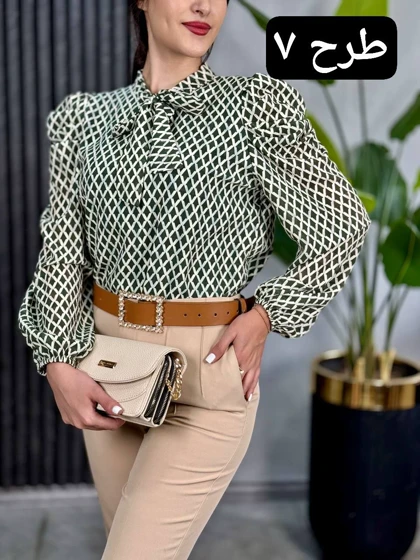 شومیز حریر آستین پف کد 1865