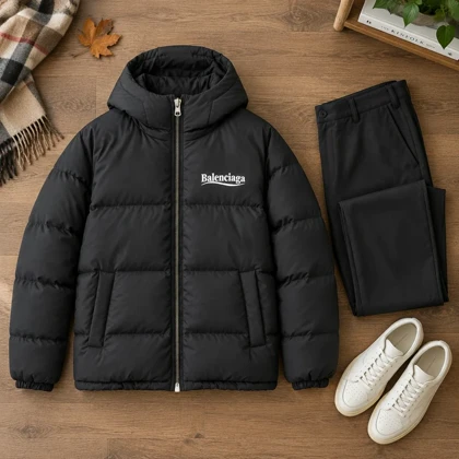 کاپشن ضد آب داخل پشمی Balenciaga-مشکی