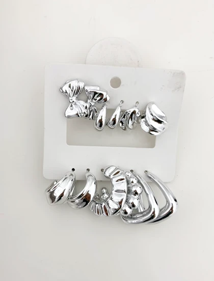 پک گوشواره دخترانه رنگ سیلور براق 836