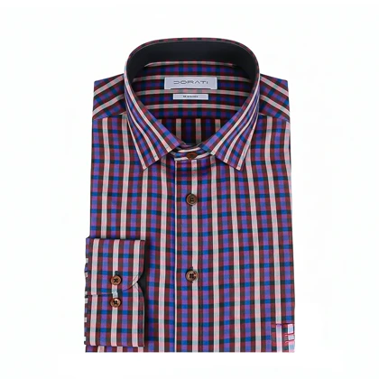 پیراهن مردانه رسمی چهارخونه زرشکی C70