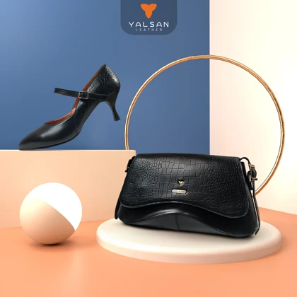 ست کیف و کفش زنانه چرم یلسان مدل آیریا کد 930-OLOVIYA-PRM
